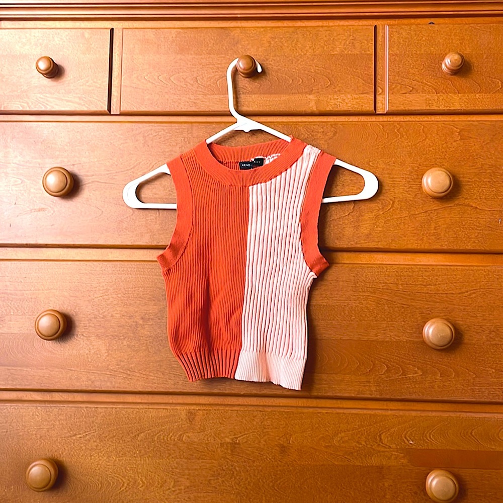Striped orange and peach tank